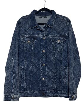 NWOT Women’s Diamond Pattern Denim Jacket - Blue